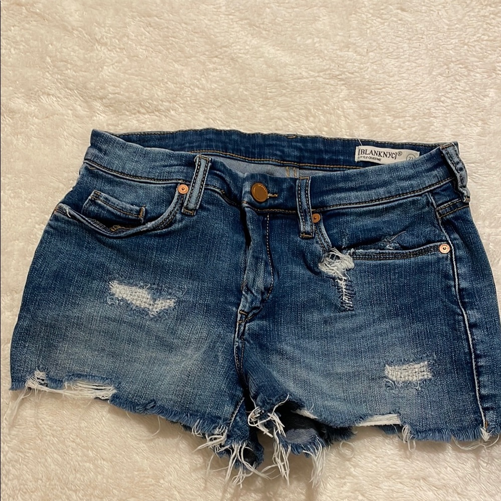 Blank NYC Distressed Blue Jean Shorts